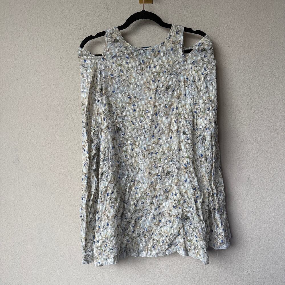 Jonathan Cohen Abstract Floral Cold Shoulder Blouse Size S - Picture 3 of 5